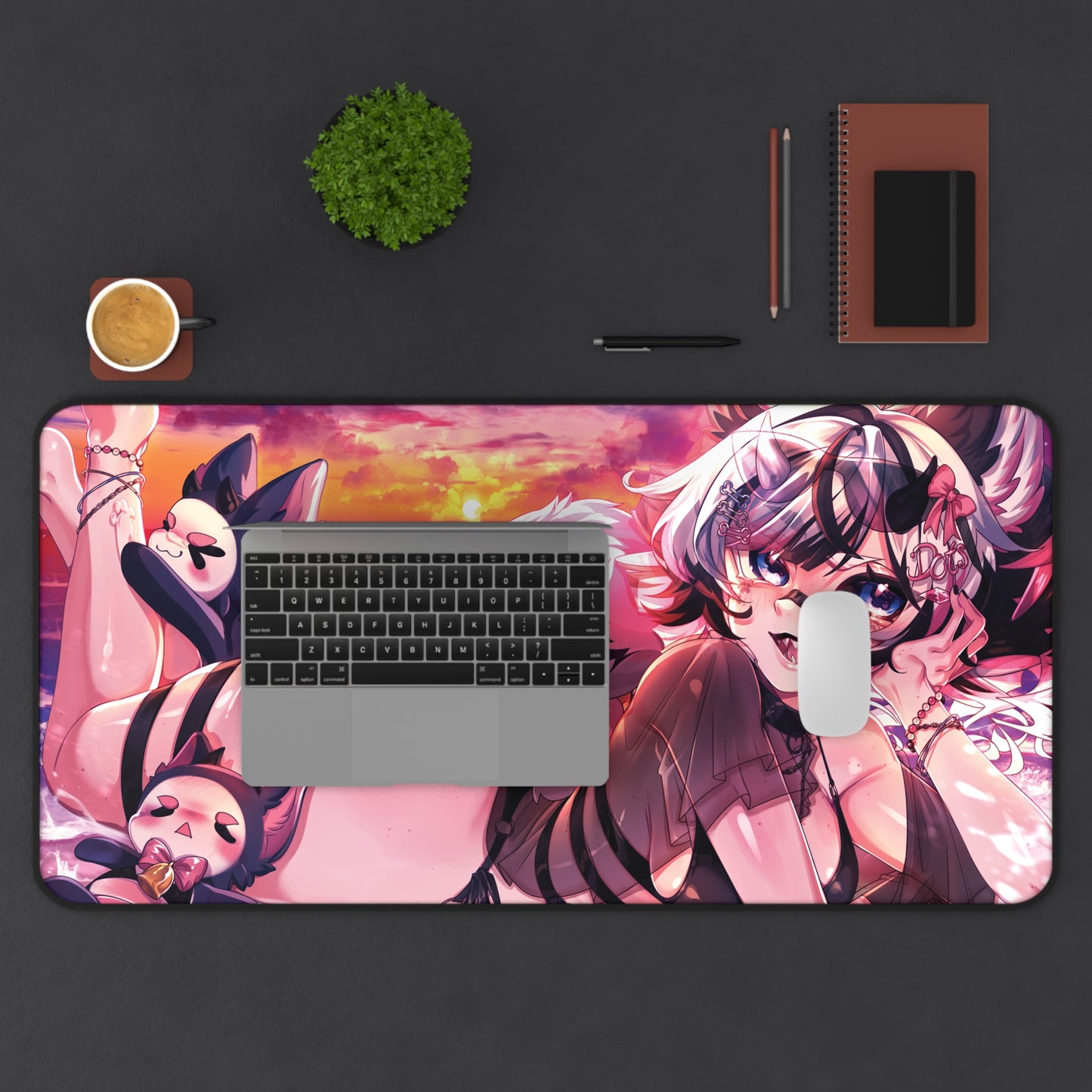 'Beach Day with the Shibs' | With Tail Mouse Pad 【Large】