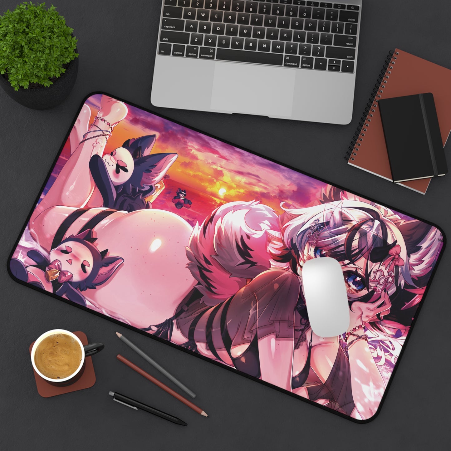 'Beach Day with the Shibs' | With Tail Mouse Pad 【Large】