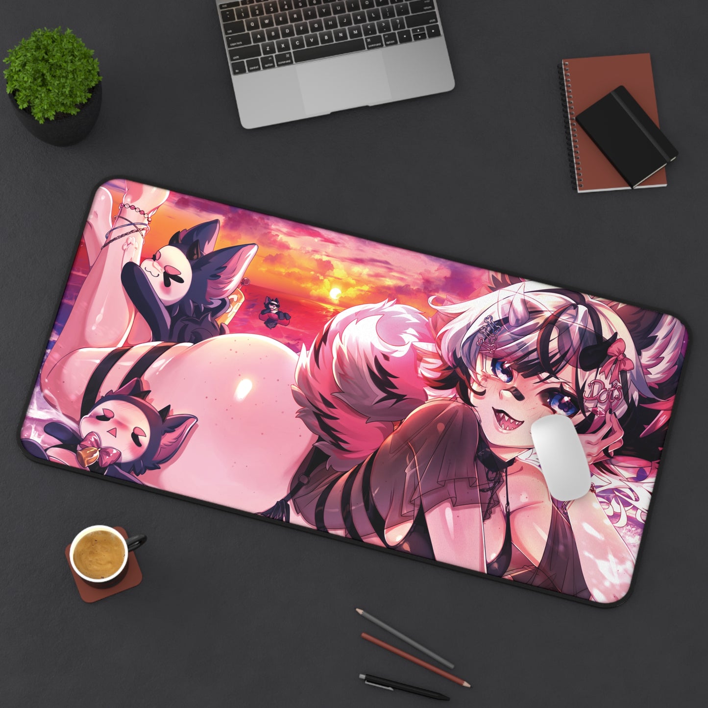 'Beach Day with the Shibs' | With Tail Mouse Pad 【Large】