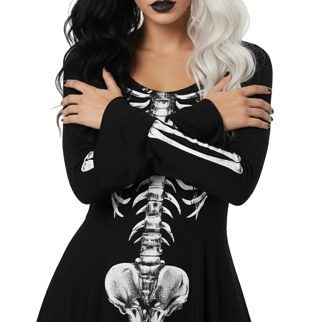 Mrs. Spooky, Scary Skeleton Dress