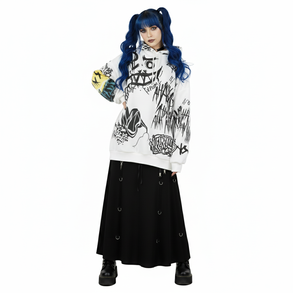 Gothic Punk Rock Graffiti Hoodie