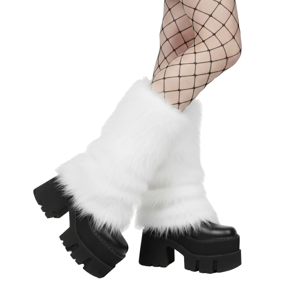 White Fur Leg Warmers