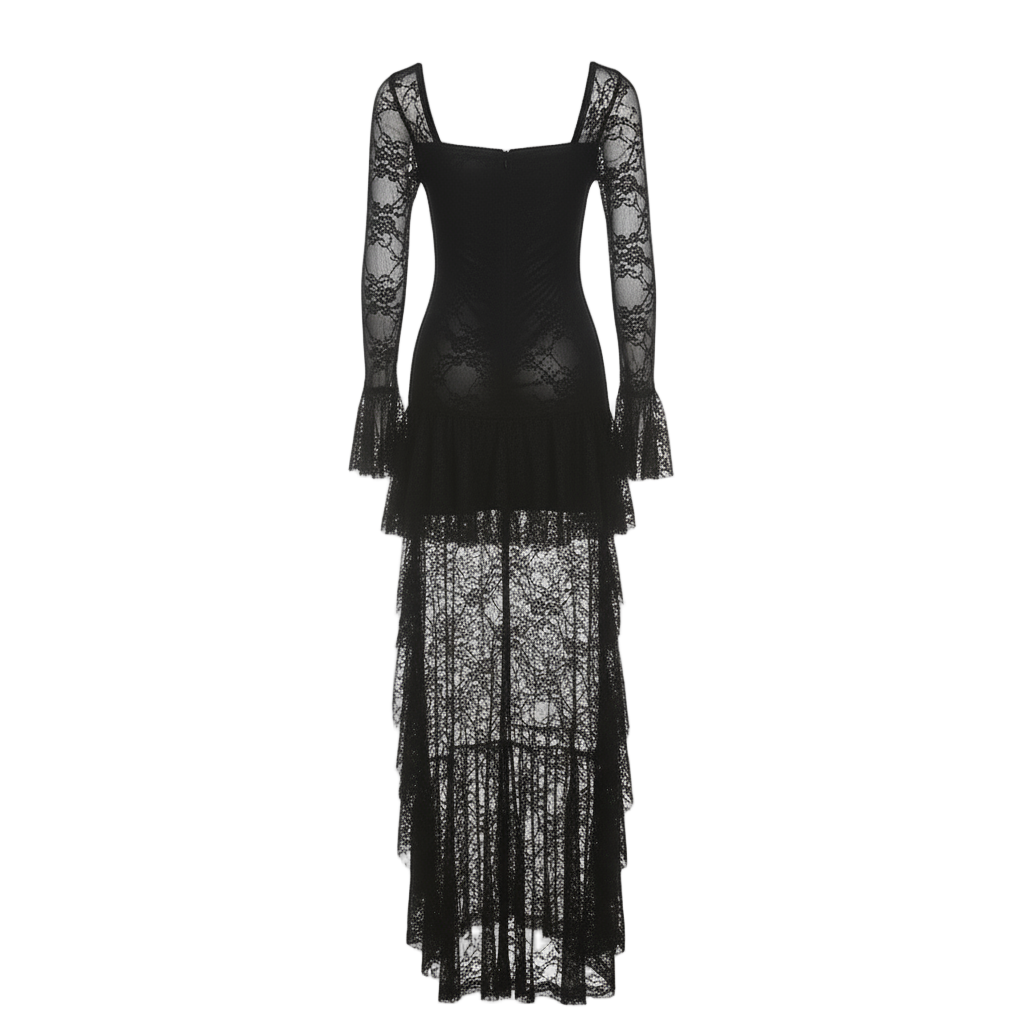 Short Lace Goth Veil Dress