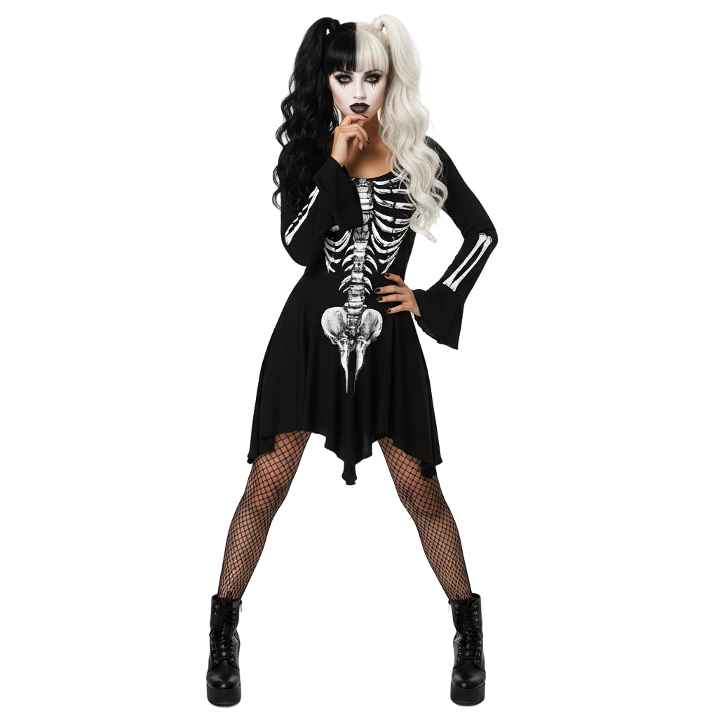 Mrs. Spooky, Scary Skeleton Dress