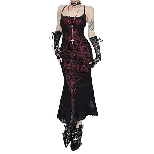 Gothic Sleeveless Fishtail Dress