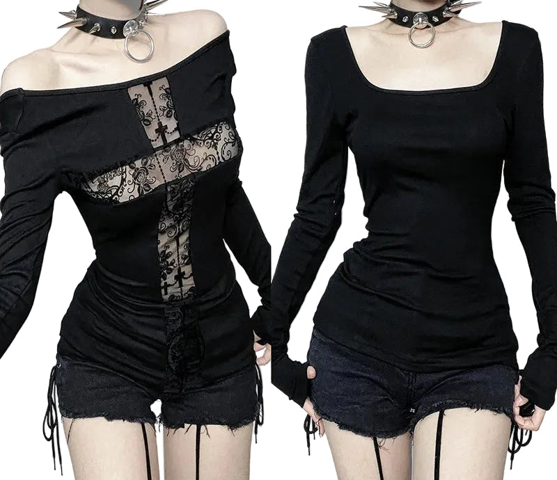 Gothic Lace Patchwork Top