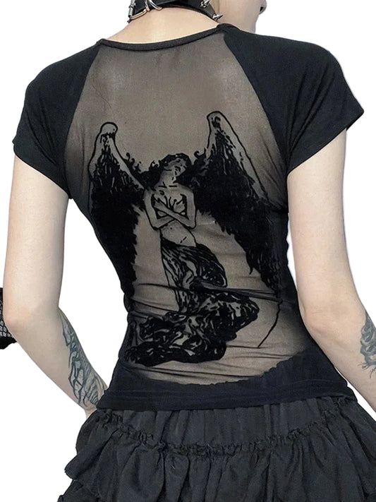 Gothic See Through Angel T-shirt