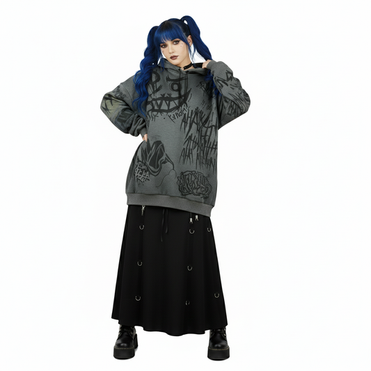 Gothic Punk Rock Graffiti Hoodie