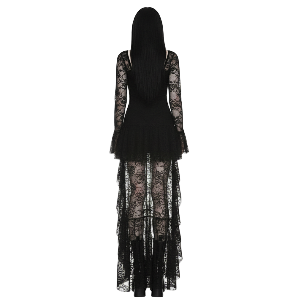 Short Lace Goth Veil Dress