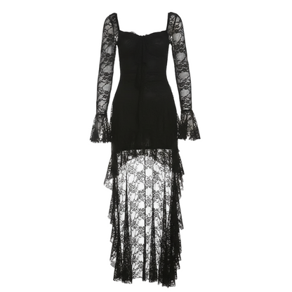 Short Lace Goth Veil Dress