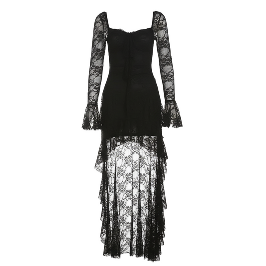 Short Lace Goth Veil Dress
