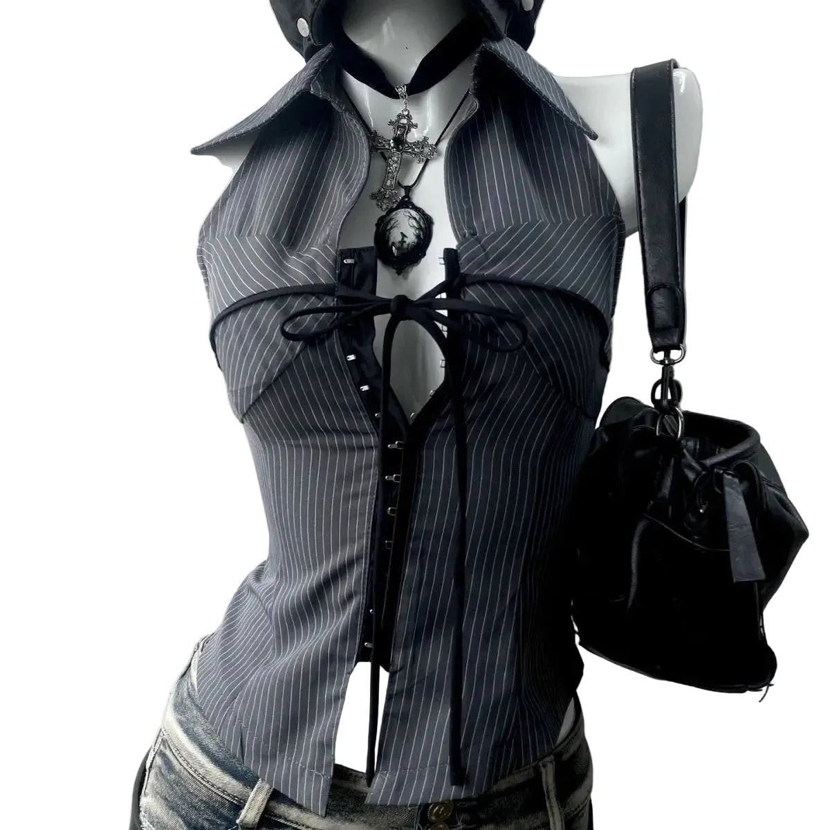 Vintage Stripe Lace-Up Tee