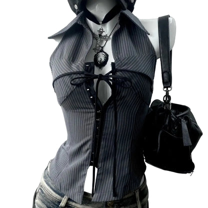 Vintage Stripe Lace-Up Tee