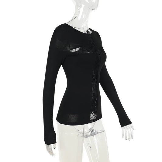 Gothic Lace Patchwork Top