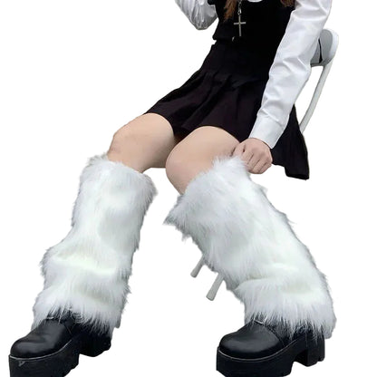 White Fur Leg Warmers