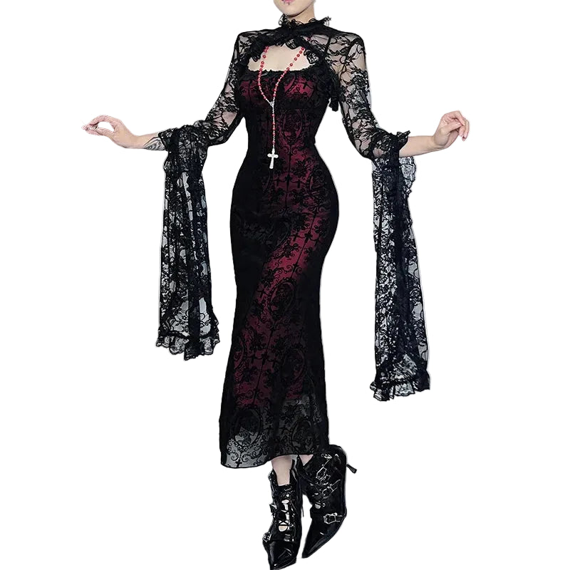 Gothic Sleeveless Fishtail Dress