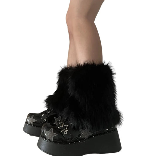 Black Fur Leg Warmers
