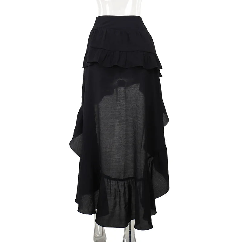 90s Retro Irregular Hem Mall Skirt