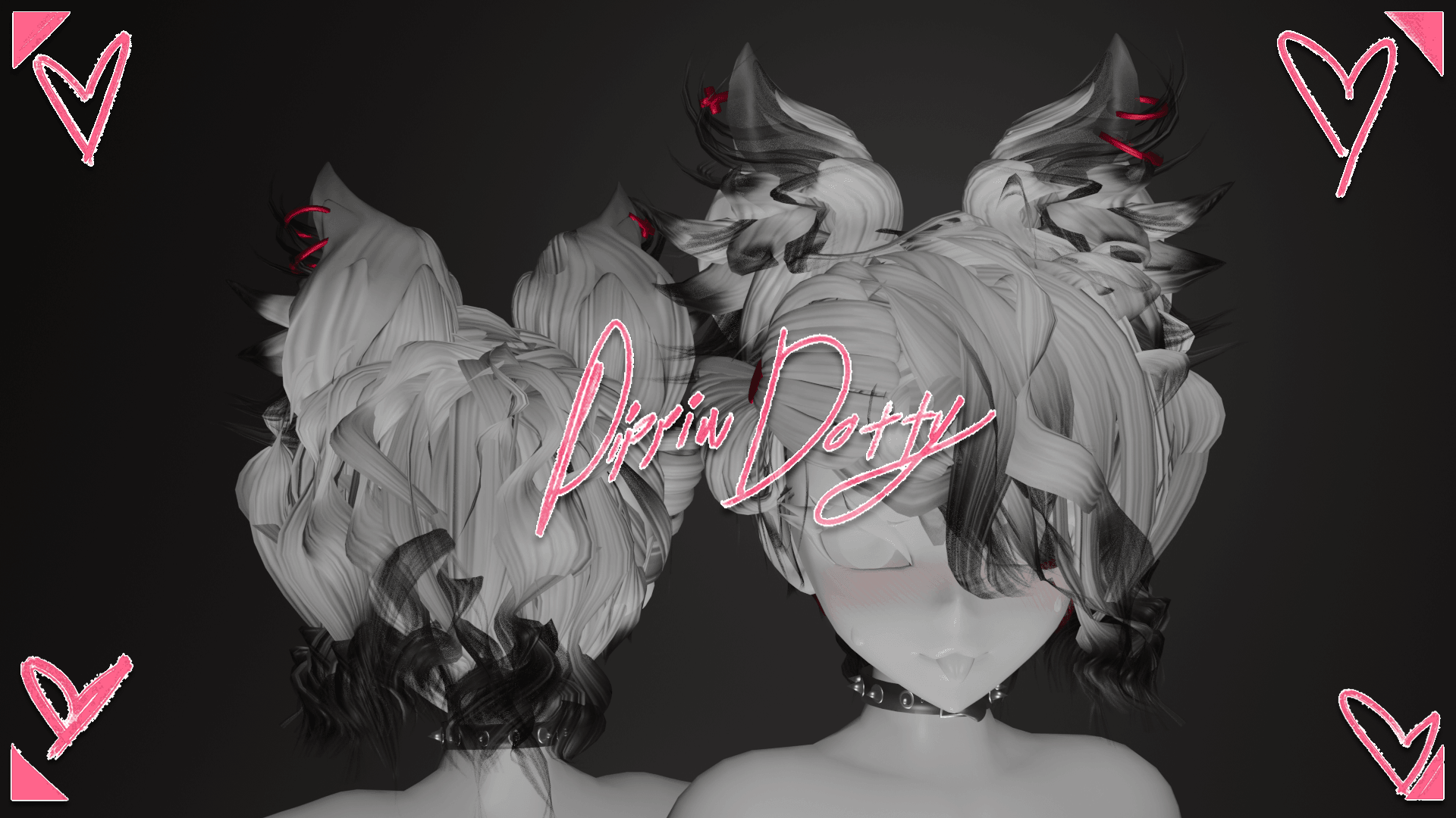 ╭┈ヾCurly Cat Hair 🐈 [Hair + Ears Asset] - DippinDotty