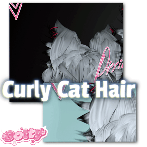 ╭┈ヾCurly Cat Hair 🐈 [Hair + Ears Asset]
