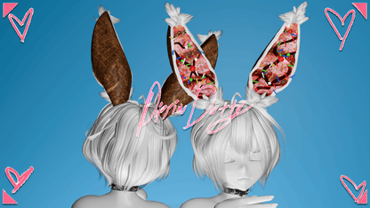 ╭┈ヾIce Cream Bunny 🍨🐇 [Hair + Ear Asset] - DippinDotty