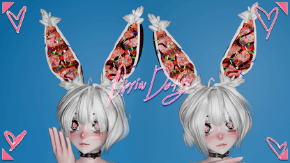 ╭┈ヾIce Cream Bunny 🍨🐇 [Hair + Ear Asset] - DippinDotty