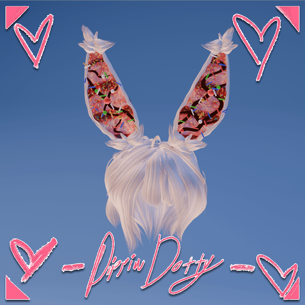 ╭┈ヾIce Cream Bunny 🍨🐇 [Hair + Ear Asset] - DippinDotty